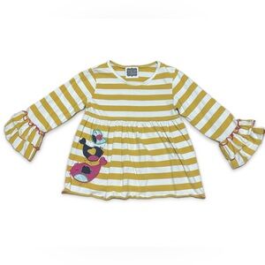 Striped Ruffle Boutique Top with Stitched Bird Appliqués | Size 4